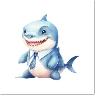 Great White Shark Wearing a Tie Posters and Art